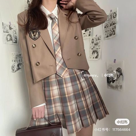 Korean Uniform School, School Uniform Fashion, School Uniform Outfits, Academia Outfits, Korean Outfit Street Styles, Kawaii Fashion Outfits, Teen Fiction, School Dresses, Uniform Fashion