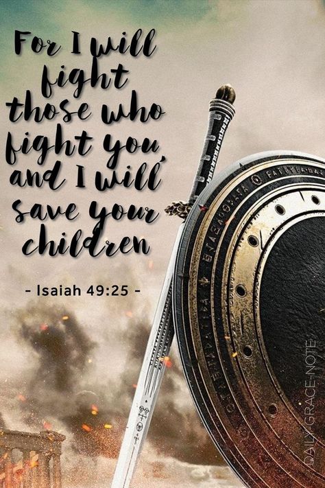 Isaiah 49:25, I Will Bless Those Who Bless You, Prophetic Art Warriors, My Lord And My God, Spiritual Warfare Scripture, Garden Murals, Lion Of Judah Jesus, Grace Quotes, Bible Quotes Images