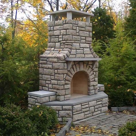 Stone wall with fireplace