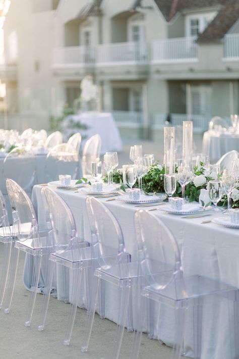 Ghost Chair Wedding, Greenery Centerpieces, Acrylic Chairs, Wedding Reception Chairs, Transparent Chair, Clear Chairs, Furniture Acrylic, Reception Backdrop, Greenery Centerpiece