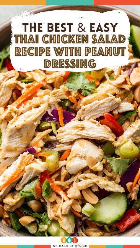 Thai Chicken Salad Recipe with Peanut Dressing Thai Peanut Salad, Best Spaghetti Recipe, Peanut Salad, Thai Chicken Salad, Spaghetti Salad, Peanut Dressing, Peanut Recipes, Chicken Salad Recipe, Cooking Chicken To Shred