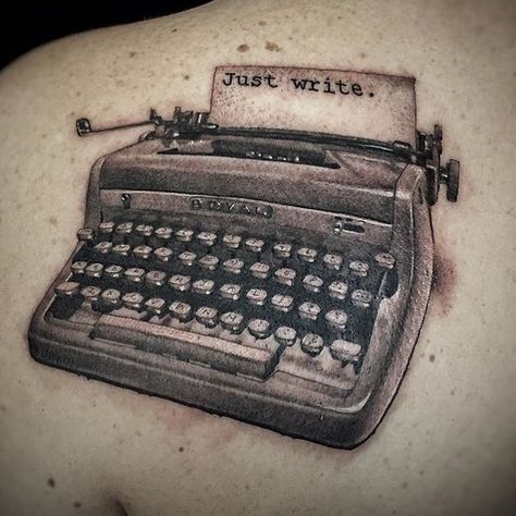 Type writer tattoo by @christinasramos at #memoirtattoo #tattoo #inkedmag #tattooist #tattooart #latattoo #tattooing #tattooshop #tattooartistmagazine #tattoos #typewriter #typewritertattoo Memoir Tattoo, Typewriter Tattoo, Water Tattoos, Writer Tattoo, Leaving Cert, La Tattoo, Cute Tats, Water Tattoo, Stick N Poke Tattoo