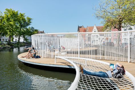 Image 3 of 25 from gallery of The Floating Island / OBBA & Dertien12. Photograph by Kyungsub Shin Floating Pavilion, Floating Architecture, Floating Island, Plans Architecture, Bruges Belgium, Landscape Architecture Design, Landscaping Supplies, Landscape Plans, Street Furniture