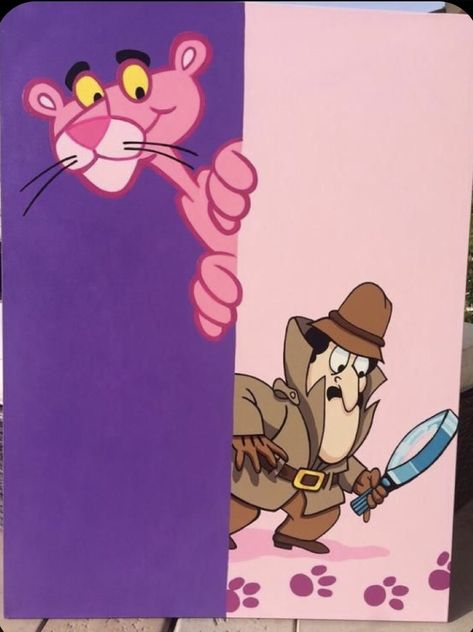 Pink Panther Painting Canvas, Pink Panther Pop Art, Pink Panther Painting, Panther Painting, Inspector Clouseau, Pink Panther Cartoon, Disney Canvas Art, The Pink Panther, Disney Art Drawings