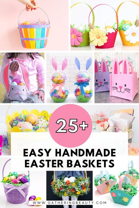 20+ Easy Homemade Easter Baskets — Gathering Beauty Painted Easter Baskets, Handmade Easter Basket, Homemade Easter Baskets, Easter Cupcake Toppers, Diy Easter Basket, Twine Diy, Easter Basket Ideas, Kids Easter Basket, Basket Crafts