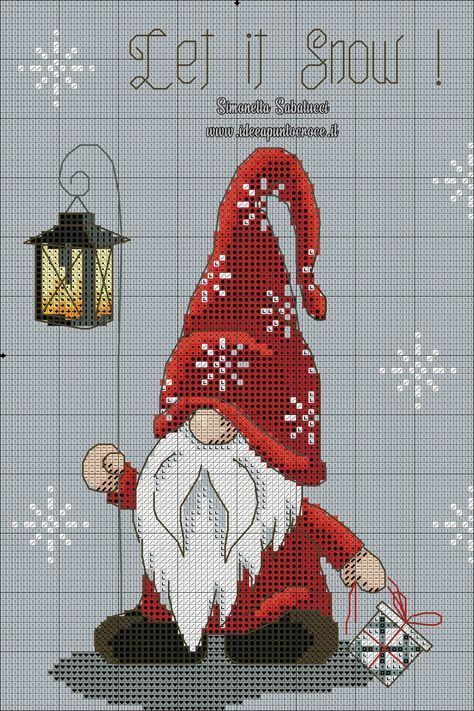 GNOMO CON LANTERNA SCHEMA PUNTO CROCE Free Christmas Cross Stitch Patterns Free, Free Cross Stitch Patterns Printable, Christmas Cross Stitch Patterns Free, Jul Diy, Santa Cross Stitch, Holiday Cross Stitch, Xmas Cross Stitch, Cross Stitch Christmas, Winter Cross Stitch