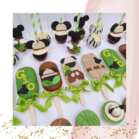 Safari Cookies, Mickey Safari, Mickey Mouse Cake, Mini Donuts, Safari Party, Cake Pops, Oreo, Donuts, Fondant