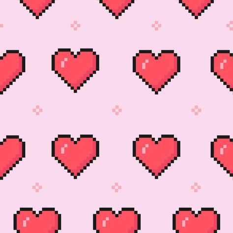 valentine's day pixel heart pattern, retro video game style, seamless pattern for background, wrapping paper, fabric and more, vector illustration Pixel Valentines Day, Video Game Pattern, Pixel Heart, Retro Videos, Retro Video Games, Logo Banners, Heart With Arrow, Background Banner, Custom Illustration