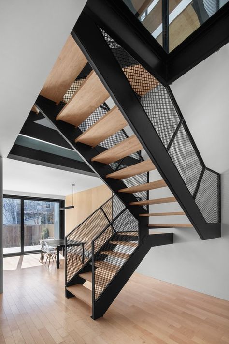 Industrial Stairs Design, Industrial Staircase Design, Industrial Staircase, Industrial Stairs, Steel Stairs, Open Staircase, Stairs Design Modern, Industrial Interior Design, Home Stairs Design