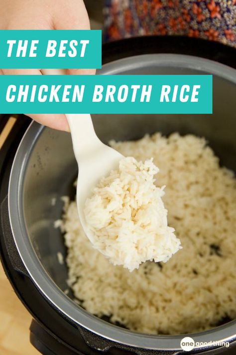 Tired of bland white rice? Use this easy rice recipe with broth instead of water for an easy, tasty side dish! Broth Rice Recipes, Rice With Chicken Broth, Broth Rice, Baked Brown Rice, Instant Pot Rice, Chicken Broth Recipes, Coconut Rice Recipe, Rice With Chicken, Cooking Rice