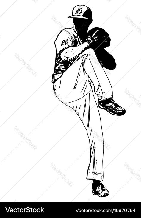 Baseball pitcher sketch vector image on VectorStock Baseball Drawing, Baseball Drawings, Baseball Vector, Baseball Pitcher, Sketch Illustration, Free Vector Images, Png Images, Cute Pictures, Vector Images