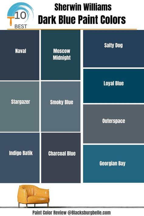 Best Royal Blue Paint Colors, Deep Blue Sherwin Williams, Sherwin Williams Blue Paint Colors 2023, Deep Blue Wall Paint, Sw Dark Blue Paint Colors, Dark Blue Interior Paint, Darkest Blue Paint Color, 2023 Blue Paint Colors, Dark Blue Sherwin Williams Paint