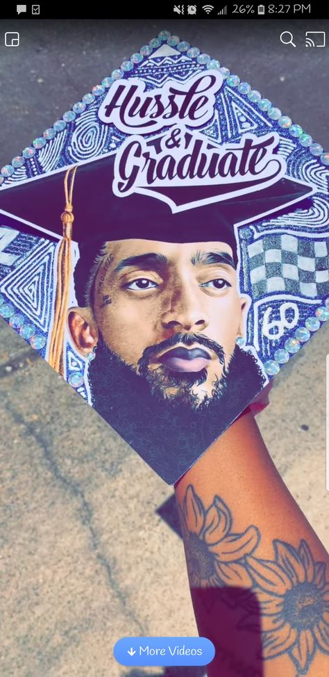 Nipsey Hussle Graduation Cap, Hip Hop Graduation Cap, Blue Graduation Cap, Graduation Things, Blue Graduation Dresses, Grad Hats, Caps Ideas, Lauren London Nipsey Hussle, Senior Crowns