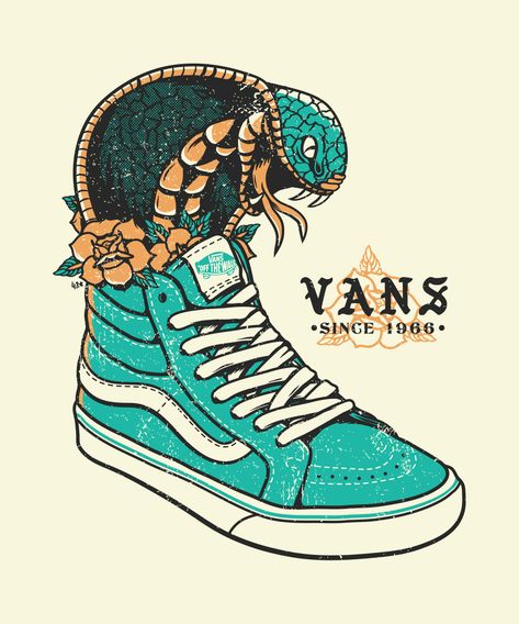 Vans snake Vans Drawing, Van Drawing, Bike Logos Design, Vans Old School, Kids In Love, Skate Art, Cool Vans, Vans Logo, Sneaker Art