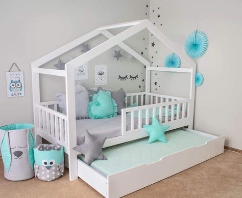 Toddler Girl Room, Toddler Beds, Toddler Rooms, Baby Room Design, Hall Decor, House Beds, House Bed, Nursery Bedding