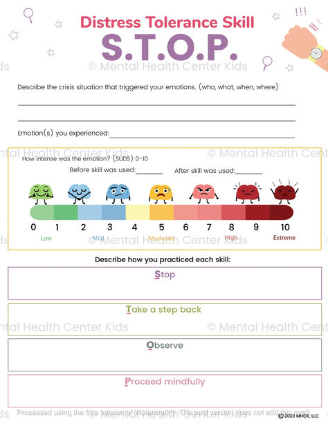 DBT Stop Skill Worksheet for Kids and Teens Stop Skill Dbt, Dbt Skills Worksheets For Teens, Stop Dbt, Dbt For Kids, Dbt Worksheet Activities, Social Skills Worksheets, Dbt Skills Worksheets, Dbt Activities, Mindfulness Worksheets