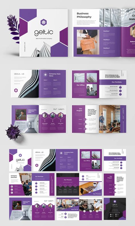 Business Portfolio Brochure Template InDesign INDD - 25 Pages Business Portfolio Template, Unique Brochure Design, Company Brochure Design, Brochure Design Layouts, Mises En Page Design Graphique, Website Developer, Brochure Design Layout, Company Portfolio, Desain Ui