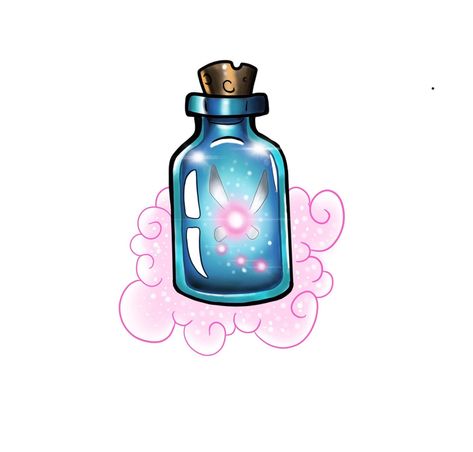 Zelda Tattoo Ideas Ocarina Of Times, Fairy Bottle Tattoo, Zelda Fairy Bottle, Fairy Legend Of Zelda, Fairy Zelda Tattoo, Fairy In A Bottle Tattoo, Zelda Tattoo Ocarina Of Time, Legend Of Zelda Fairy Tattoo, Legend Of Zelda Art Simple