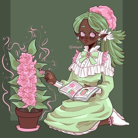 🌺 day 6: botany 🌺 i slept all day, so this is kinda late. this is my character bryn! she's a forest nymph who moved to the city to… | Instagram Magic Drawing, Forest Nymph, Dnd Inspiration, The Fae, Plant Magic, Chara Design, Witch Design, Oc Inspo, My Character