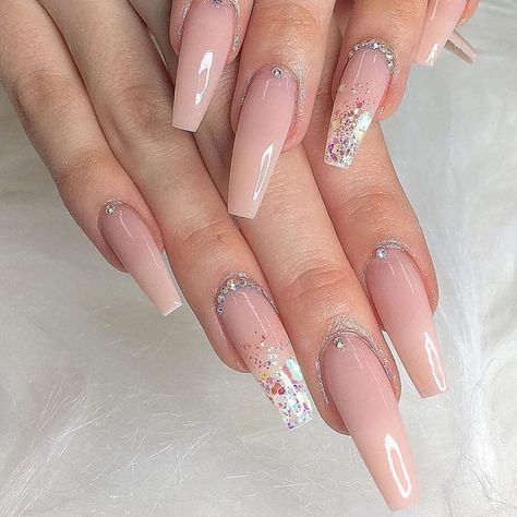 Swan Lake🦢 • Do you have a favourite sport?👇🏼 📸: @uniquenailsdupont - #allacrylic #nailove #nailsfordays #nail_me_good_ #nailtechlife… Nude Nail Designs, Coffin Shape Nails, Bling Acrylic Nails, Summer Acrylic Nails, Pink Acrylic Nails, Glitter Nail Art, Coffin Nails Designs, Fancy Nails, Dope Nails