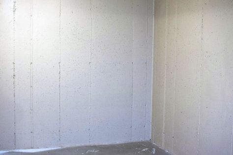 A Cheap Way to Disguise a Cinder Block Wall Cinderblock Basement Makeover, Wallpaper Over Cinder Block, Cheap Shower Wall Ideas, Cinder Block Walls Interior Makeover, Decorating Cinder Block Walls, Shower Wall Ideas, Cheap Wall Covering, Concrete Wall Covering, Knockdown Texture Walls