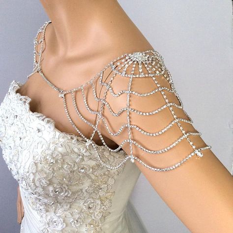 Wedding Shoulder Jewelry Wedding Dress Shoulder Necklace Shoulder Necklaces, Chain Tops, Shoulder Chain Jewelry, Diamond Necklace Wedding, Bling Gifts, Shoulder Jewelry, Shoulder Necklace, Wedding Jewelry For Bride, White Prom