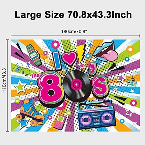 Ships within 24 Hours or Less! Buy This Product Form Our Website For Your Amazing Party! 80s Party Decorations Backdrop Extra Large Fabric I Love The 80s Hip Hop Party Banner 1980 Birthday Party Photo Booth Background Supplies for Adult (70.8x43.3 Inch) Shop at https://www.homepartyking.com/product/80s-party-decorations-backdrop-extra-large-fabric-i-love-the-80s-hip-hop-party-banner-1980-birthday-party-photo-booth-background-supplies-for-adult-70-8x43-3-inch 80s Hip Hop Party, I Love The 80s, 80s Party Decorations, 1980s Party, Background Photo Studio, Colorful House, 80s Theme Party, Birthday Party Photography, Photo Booth Background