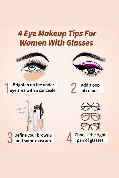 First Time Makeup User Tips, Eye Makeup With Glasses Ideas, Eyeshadow With Glasses, Makeup With Glasses, Makeup Routine Guide, Women With Glasses, Makeup Basics, Bad Eyesight, Bird Makeup