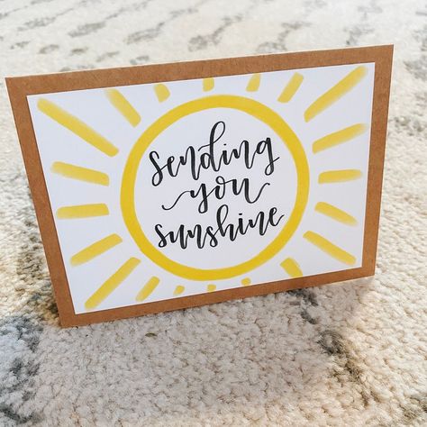 Kraft Paper Cards, Sunshine Cards, Sympathy Cards Handmade, White Overlay, Calligraphy Cards, Hello Cards, Encouragement Cards, Get Well Cards, Hand Written