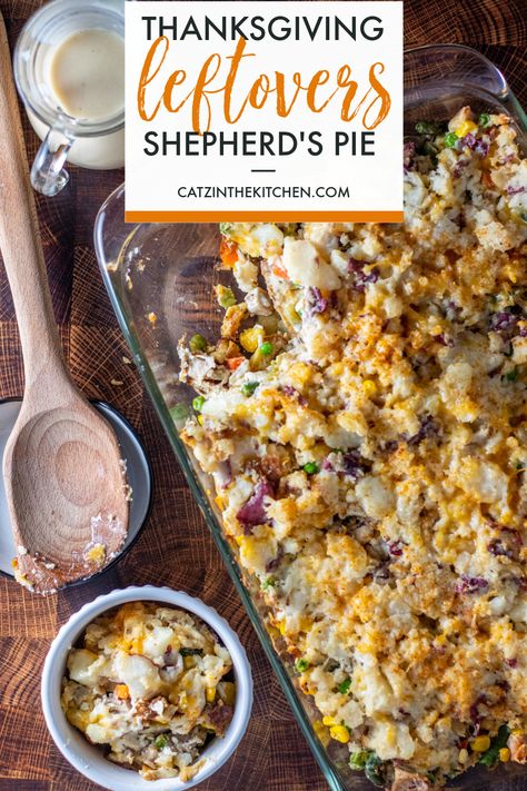 Tuck this tasty idea away to use up all of those leftovers! This Thanksgiving Leftovers Shepherd's Pie takes about 10 min to throw together! Leftover Turkey Shepherds Pie Recipe Thanksgiving Leftovers, Thanksgiving Leftover Shepherd's Pie, Thanksgiving Shepherds Pie, Turkey Shepherds Pie Recipe Leftover, Thanksgiving Casserole Leftovers, Thanksgiving Shepherds Pie Recipe, Thanksgiving Leftover Pie, Thanksgiving Leftovers Recipes Casserole, Leftover Thanksgiving Casserole