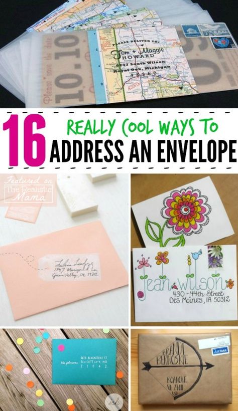 Mail Art: 16 Really Cool Ways to Address an Envelope - The Realistic Mama Address An Envelope, Envelopes Decorados, Envelope Art, Diy Bricolage, Diy Papier, Addressing Envelopes, Mail Art, Letter Writing, Diy Cards