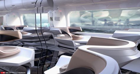 Future Train Interior Design, Edon Guraziu on ArtStation at https://www.artstation.com/artwork/Y83wP Train Interior Design, Airplane Interior Design, Futuristic Train, Future Train, Modern Futurism, Train Interior, Airplane Interior, Scifi Interior, Future Architecture