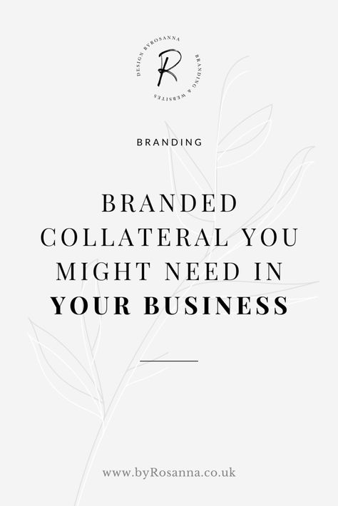 Branded Collateral You Might Need for Your Business | byRosanna | #brandedcollateral #businesscollateral #brandingtips Branded Collateral, Brand Collateral, Solopreneur Tips, Business Branding Inspiration, Entrepreneur Branding, Online Logo Design, Squarespace Website Design, Logo Type, Branding Resources