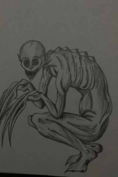 Scary Body Drawing, Scary Monster Sketch, Histrionic Art, Evil Person Drawing, Sketchbook Ideas Creepy, Creepy Fairy Art, Drawing Scary Things, Monster Designs Horror, Spooky Sketches Easy