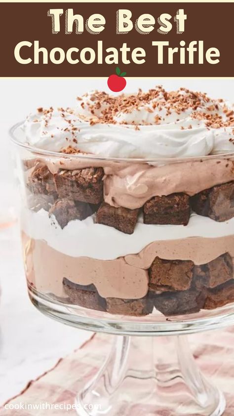 The Best Chocolate Trifle Recipe Easy Brownie Trifle, Brownie Trifle Desserts, Chocolate Trifle Recipe, Chocolate Trifle Desserts, Brownie Trifle Recipe, Moose Recipes, Chocolate Mousse Desserts, Trifle Dessert Recipes, Easy Chocolate Mousse