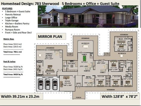 Farmhouse House Plans One Story, Country House Plans Farmhouse, 6 Bedroom House Plans, House Plans For Sale, Small Cottage House Plans, Homestead House, Farmhouse Floor Plans, House Plans One Story, 6 Bedroom House