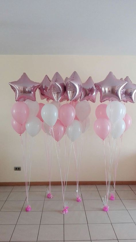 Pink Balloons Bouquet, Star Balloon Centerpieces, Birthday Balloons Bouquet, Birthday Greetings For Mother, Balloons Bouquet, Star Balloons, 1st Birthday Party For Girls, Idee Babyshower, Birthday Greetings Funny