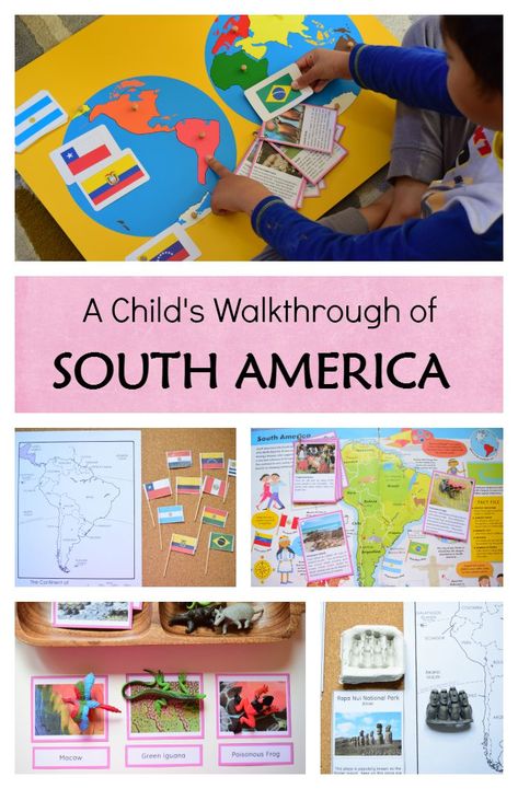 Continent Study of South America South America Continent, South America Flag, Montessori Geography, America Theme, Geography For Kids, Geography Activities, America City, South America Map, Country Studies