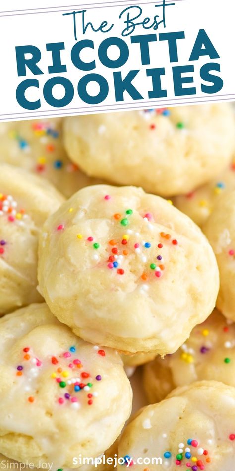 Ricotta Cookies are light little clouds of cookies that are perfect and delicious. Coated in an amazing glaze, these cakey cookies will be a delight! Cookies Made With Ricotta Cheese, Ricotta Almond Cookies, Best Ricotta Cookies, Ricotta Cheese Cookies Recipes, Ricotta Cookies Italian, Italian Ricotta Cookies Recipe, Cookies With Ricotta Cheese, Italian Cookies Authentic, Ricotta Cheese Cookies