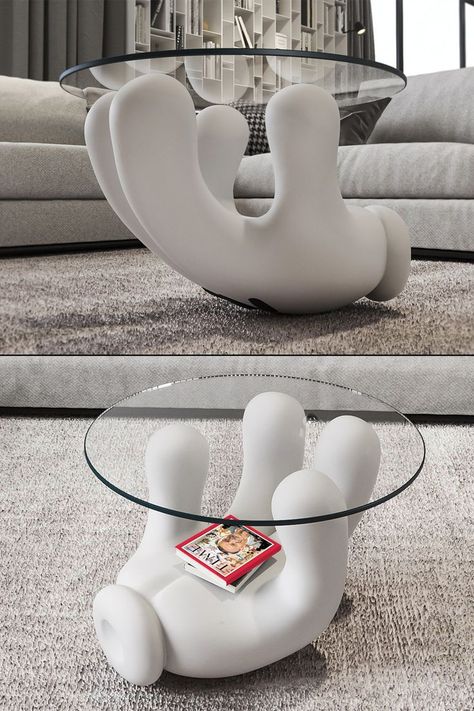 House Decor Inspo Living Rooms, Sculpture Coffee Table, Cool Room Decor Items, Weird Coffee Tables, Sculptural Coffee Table, Cool Furniture Creative, Disney Office Decor, Disney Sculpture, Living Room Statue