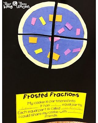 Frosted Fractions: Students divide a cookie into fractional parts and identify the parts of a whole Activities For 2nd Graders, Fun Fractions Activities, Maths Fractions, Fraction Models, Fraction Lessons, Year 1 Maths, Learning Fractions, Amy Lemons, Math Classroom Decorations