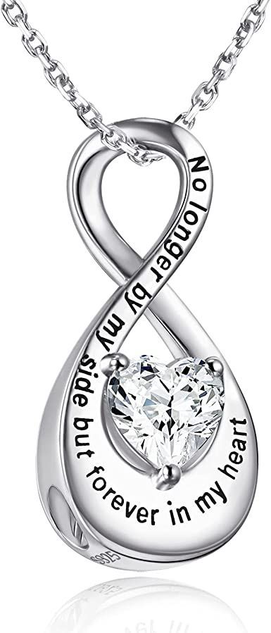 Cremation Jewelry Urn Necklace for Ashes - Sterling Silver Inlaid Tear Drop Heart Cubic Zirconia Infinity Pendant,Engraved is No longer by My Side But Forever in My Heart,Gift for Woman Chain 18" Inch Memorial Jewelry Ashes, Forever In My Heart, Ashes Necklace, Urn Jewelry, Infinity Pendant, Urn Necklace, Usa Jewelry, Urn Necklaces, Gift For Woman