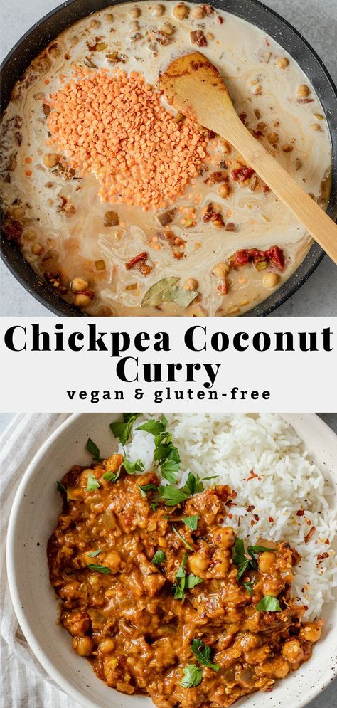 Garbanzo Bean Curry, Vegan Garbanzo Bean Recipes, Coconut Chickpea Curry, Coconut Chickpea, Vegan Chickpea Curry, Chickpea Curry Recipe, Chickpea Coconut Curry, Vegan Ideas, Vegan Curry