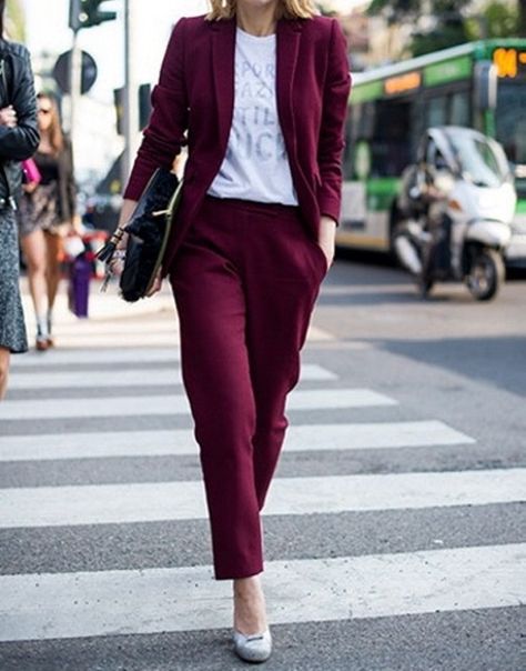 The Trend: Dark Romance Burgundy Suit Jacket, Maroon Pants Outfit, Olive Green Pants Outfit, Burgundy Trousers, Burgundy Outfit, Burgundy Pants, Navy Dress Pants, Olive Green Pants, Burgundy Suit