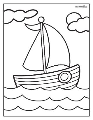 Worksheet Coloring, Summer Coloring Pages For Kids, Summer Coloring, Sea Colouring Pages, Cute Coloring Pages Easy, Easy Coloring Pages For Kids, Free Ocean Coloring Pages, Printable Ocean Coloring Pages, Sailing Coloring Pages