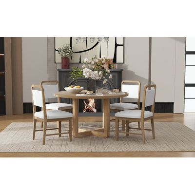 Stylish and Retro Design: This dining set features a sleek and retro design. The tabletop features an exquisite radial wood grain design, the wood grain extends outward from the center, creating a visual focal point. This intricate texture not only enhances the tactile quality of the tabletop but also adds a retro and distinctive touch to the overall design. Whether used for everyday meals or special occasions, this tabletop effect brings an elegant and natural beauty to the dining experience. G Retro Dining Rooms, Small Dining Area, Grain Design, Round Table Top, 5 Piece Dining Set, Dining Areas, Vintage Elegance, Small Dining, Dining Room Bar