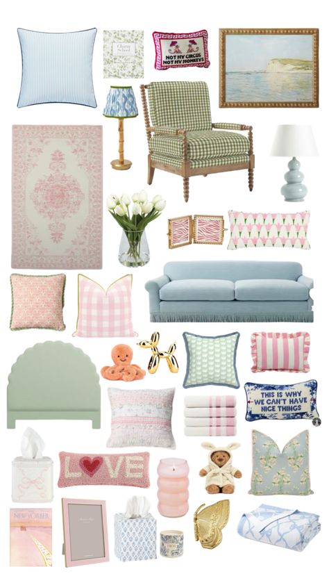 Charleston Room Aesthetic, Funky Dorm Room Ideas, Grandmillenial Style Bedrooms, Classy Dorm Room Ideas, Pink And Blue Room Aesthetic, Pink And Blue Dorm, Apartment Mood Board, Colorful Boho Room, Room Reading Corner