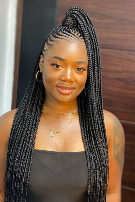 Braided Ponytail Hairstyles for African American Women Cornrow Ponytail, Cornrows Braids For Black Women, Individual Braids, Feed In Braids Hairstyles, African Hair Braiding Styles, Long Box Braids, Box Braids Hairstyles For Black Women, Braided Cornrow Hairstyles, Braids Hairstyles Pictures