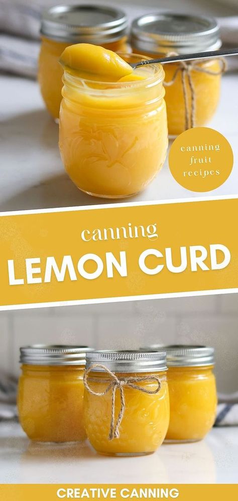 Discover the joys of canning lemon curd, a standout in canning fruit recipes. This water bath canning method preserves the luscious flavors of lemons right on your pantry shelf. Perfect as a spread straight out of the jar, lemon curd also enhances a variety of desserts, from cookies to tarts, and even as a topping for ice cream. Explore more home canning recipes, water bath canning recipes, and canning food preservation tips at creativecanning.com Dessert Canning Recipes, Canned Lemon Curd, Canning Lemon Curd Recipe, Canning Lemon Juice Concentrate, Water Bath Recipes, Food Preservation Recipes, Canned Desserts, Water Canning Recipes, Canning Recipes Water Bath