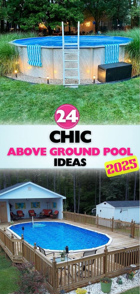 Looking for inspiration? Check out these best above ground pool ideas for a stunning and functional addition to your outdoor area. Above Ground Swimming Pool Ideas, Rocks Around Above Ground Pool, Above Ground Concrete Pool, Buried Above Ground Pool, Above Ground Pool Area, Semi Inground Pool Deck, Homemade Swimming Pools, Oval Above Ground Pools, Homemade Pools